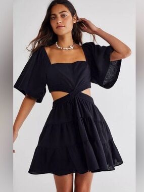 Free people cross of sunlight  Puff-Sleeve Mini Dress